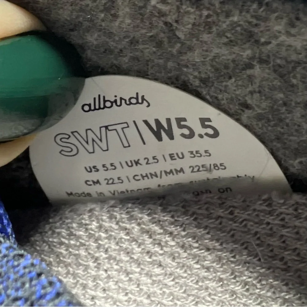 Allbirds Trail Runners SWT Sneakers in Hazy Cobalt Black Women's Size 5.5 Shoes